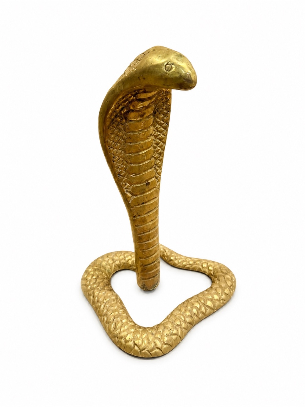 Vintage Brass Cobra Snake Figurine Sculpture – Solid Metal Cobra Statue – 7.5”